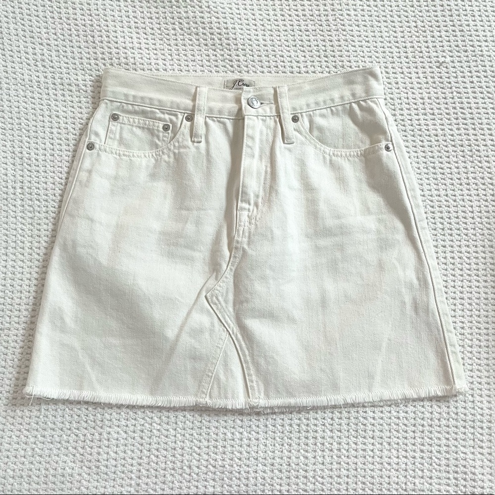 J. Crew white denim mini skirt